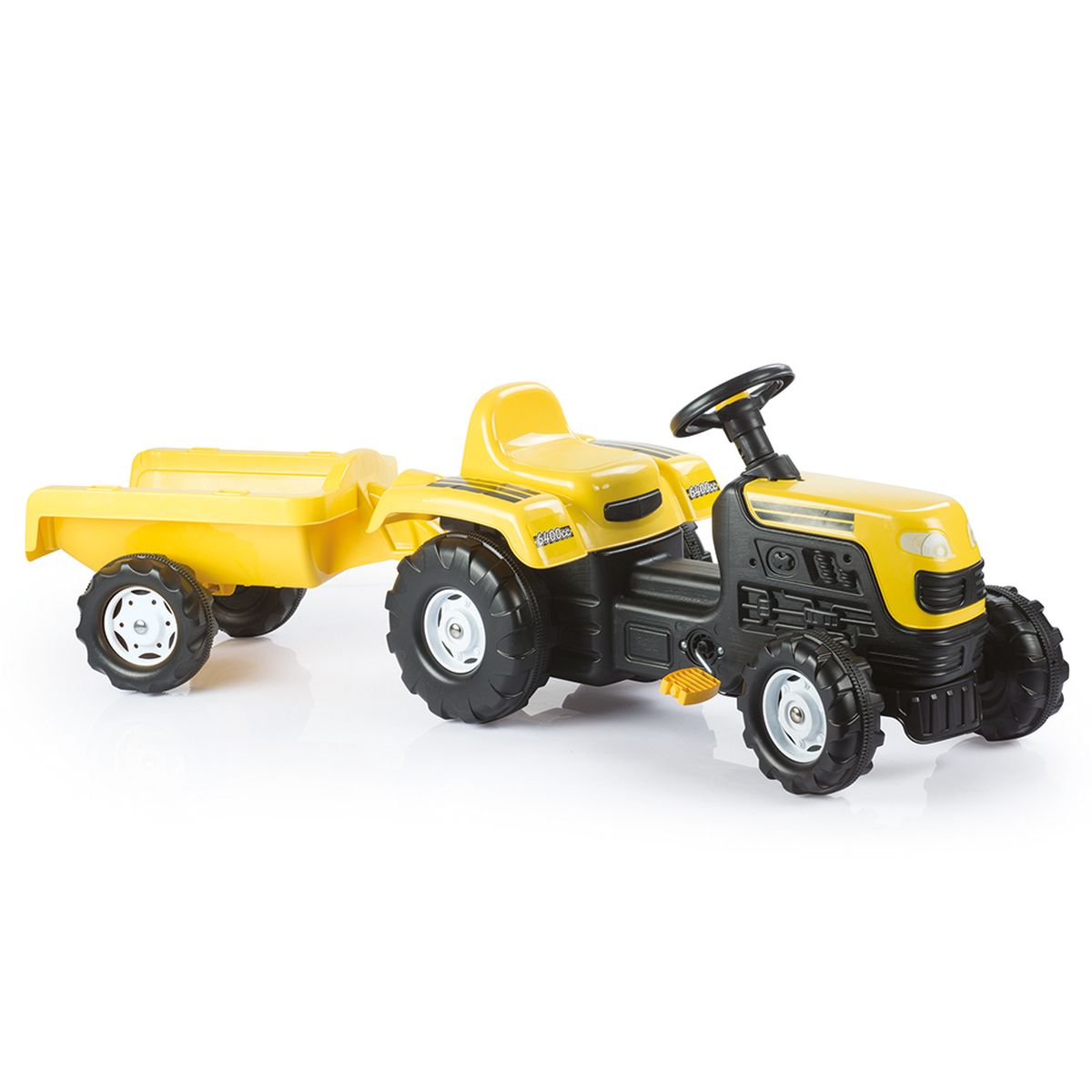 Kinder Traktor-Set Pedal Trettraktor mit Muldenkipper Anhänger Gelb Trettraktor
